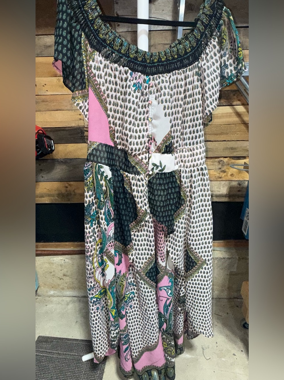 Ashley Stewart Pink, Green & Cream Mixed Patchwork Maxi Dress 18/20